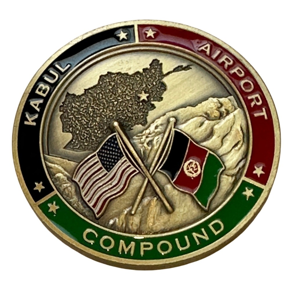 Kabul Airport Compound Afghanistan Challenge Coin US Afghan Flags Eagle Military